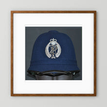 New Zealand Police Helmet, 1984, Winter Blue — photograph presentation mockup