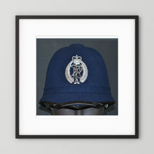 New Zealand Police Helmet, 1984, Winter Blue — photograph presentation mockup