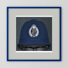 New Zealand Police Helmet, 1984, Winter Blue — photograph presentation mockup