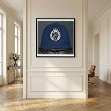 New Zealand Police Helmet, 1984, Winter Blue — photograph presentation mockup