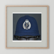New Zealand Police Helmet, 1984, Winter Blue — photograph presentation mockup