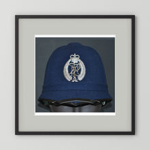 New Zealand Police Helmet, 1984, Winter Blue — photograph presentation mockup