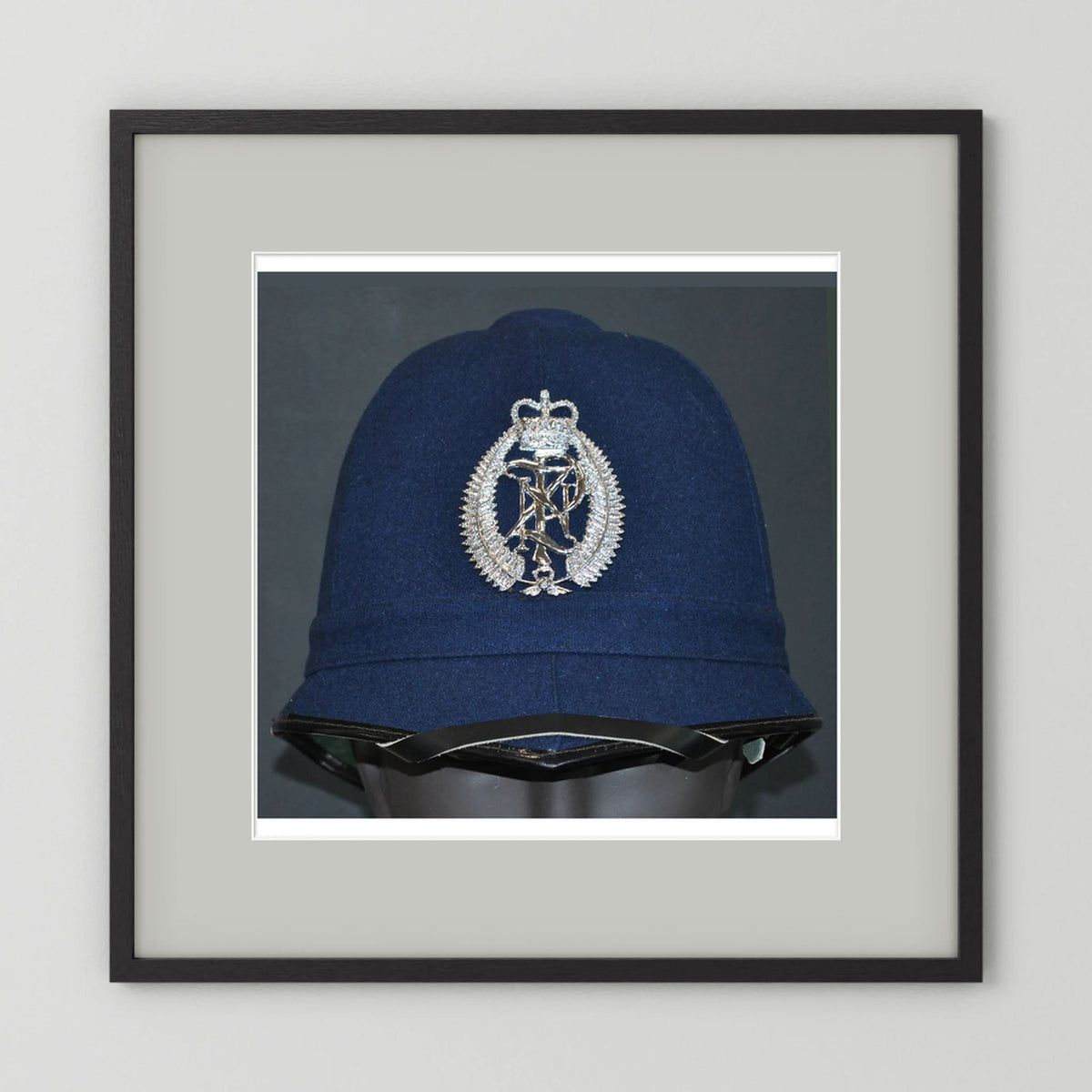 New Zealand Police Helmet, 1984, Winter Blue — photograph presentation mockup