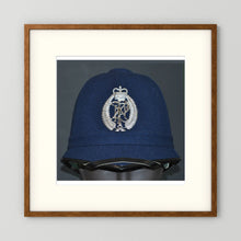 New Zealand Police Helmet, 1984, Winter Blue — photograph presentation mockup