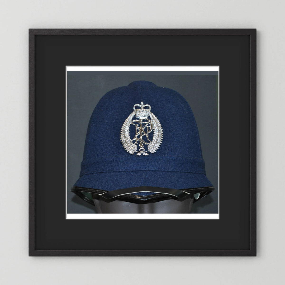New Zealand Police Helmet, 1984, Winter Blue — photograph presentation mockup