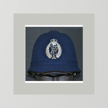 New Zealand Police Helmet, 1984, Winter Blue — photograph presentation mockup