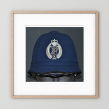 New Zealand Police Helmet, 1984, Winter Blue — photograph presentation mockup