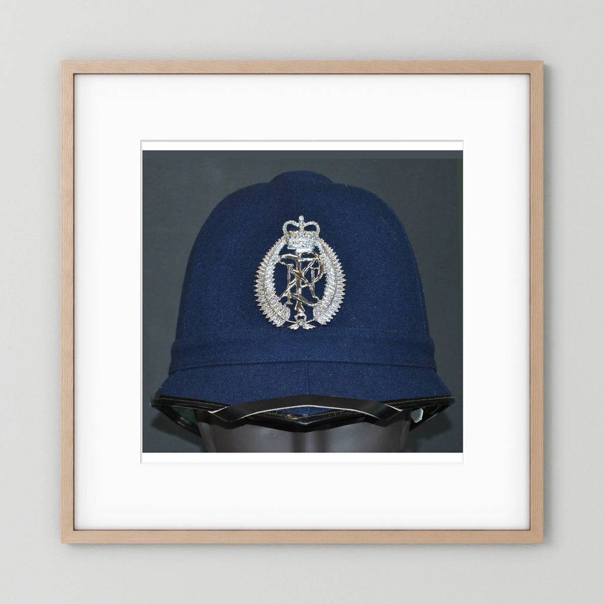 New Zealand Police Helmet, 1984, Winter Blue — photograph presentation mockup