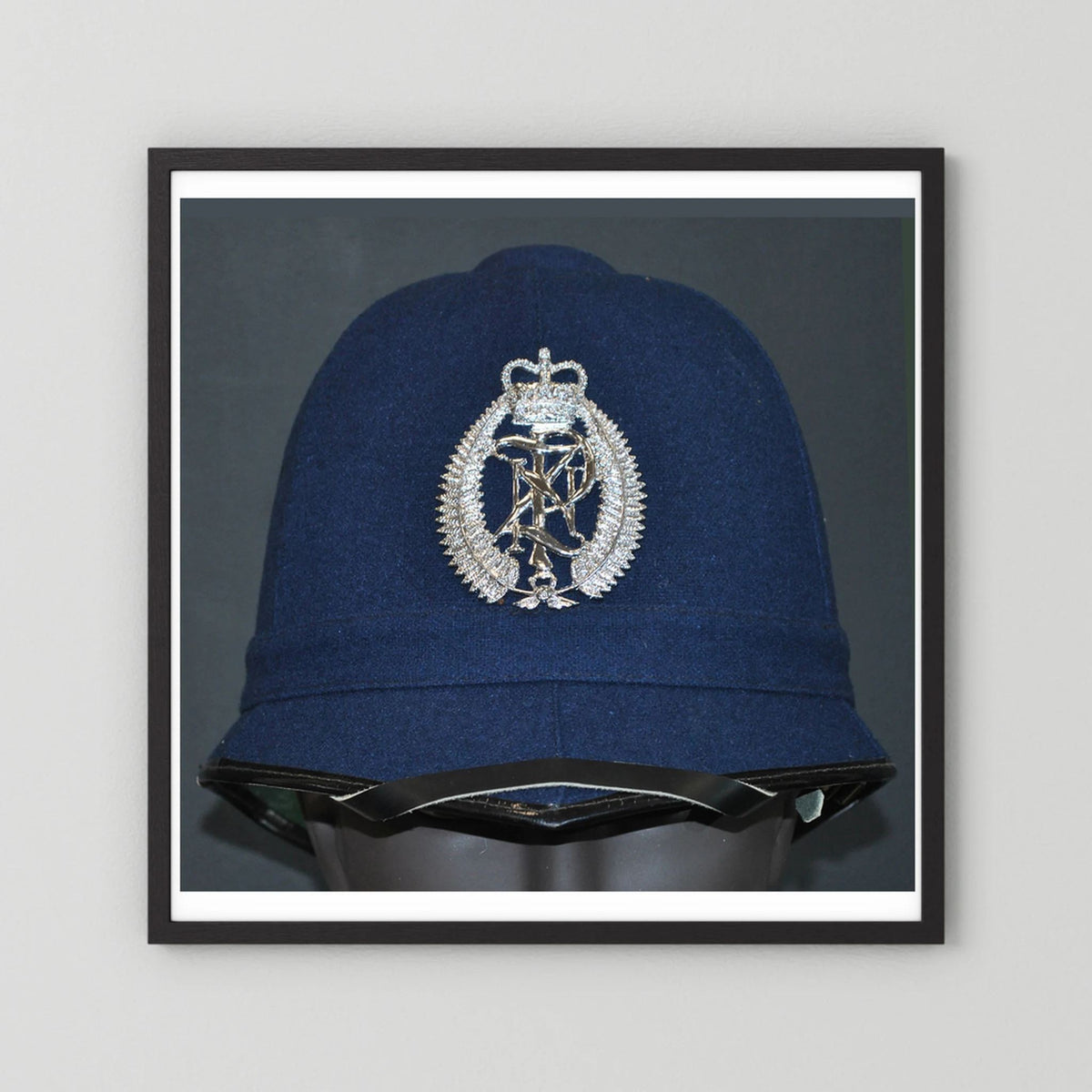 New Zealand Police Helmet, 1984, Winter Blue — photograph presentation mockup