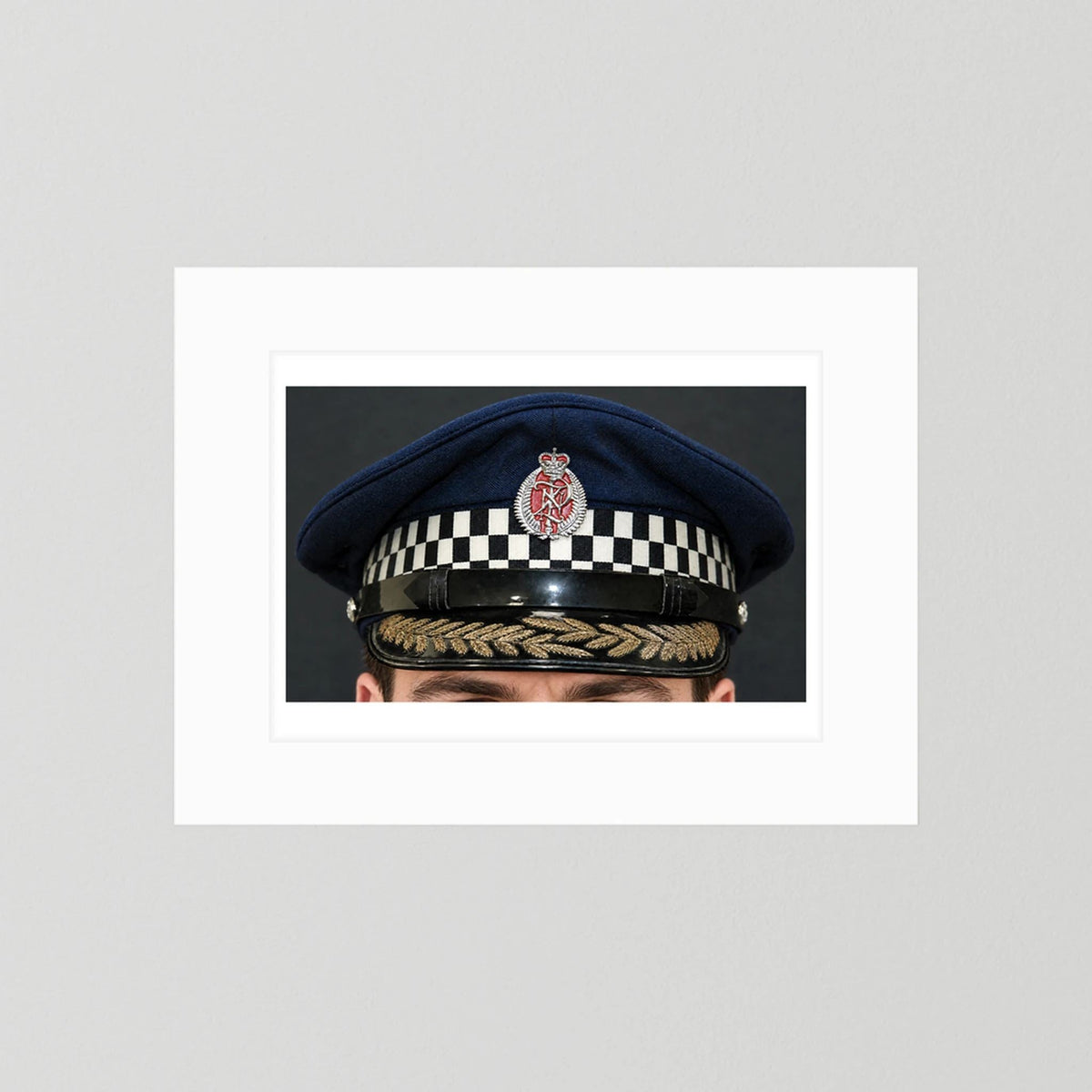 NEW ZEALAND Police Peaked Cap, Sillitoe Tartan Band. Senior rank — photograph presentation mockup