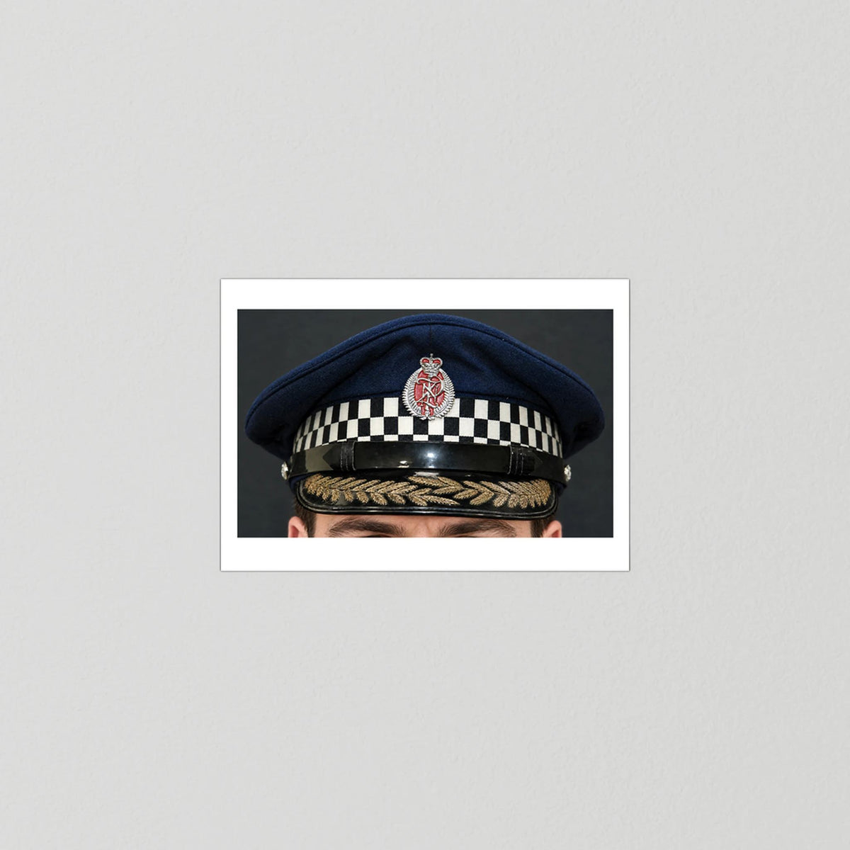 NEW ZEALAND Police Peaked Cap, Sillitoe Tartan Band. Senior rank — photograph presentation mockup
