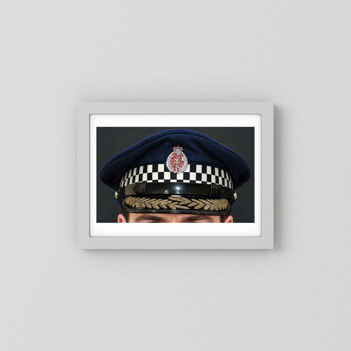 NEW ZEALAND Police Peaked Cap, Sillitoe Tartan Band. Senior rank — photograph presentation mockup