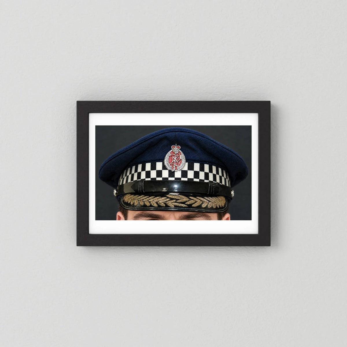 NEW ZEALAND Police Peaked Cap, Sillitoe Tartan Band. Senior rank — photograph presentation mockup