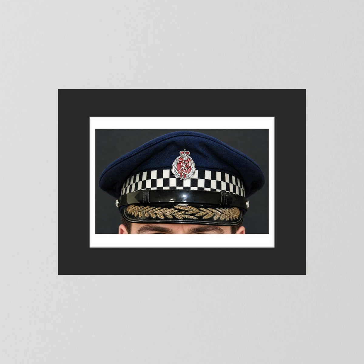NEW ZEALAND Police Peaked Cap, Sillitoe Tartan Band. Senior rank — photograph presentation mockup