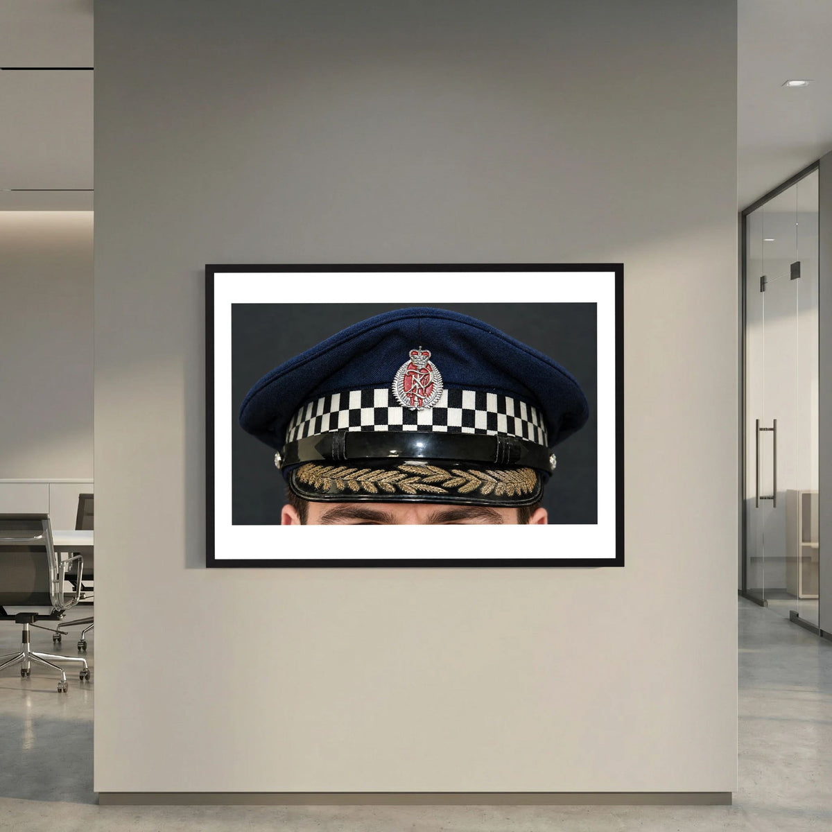 NEW ZEALAND Police Peaked Cap, Sillitoe Tartan Band. Senior rank — photograph presentation mockup
