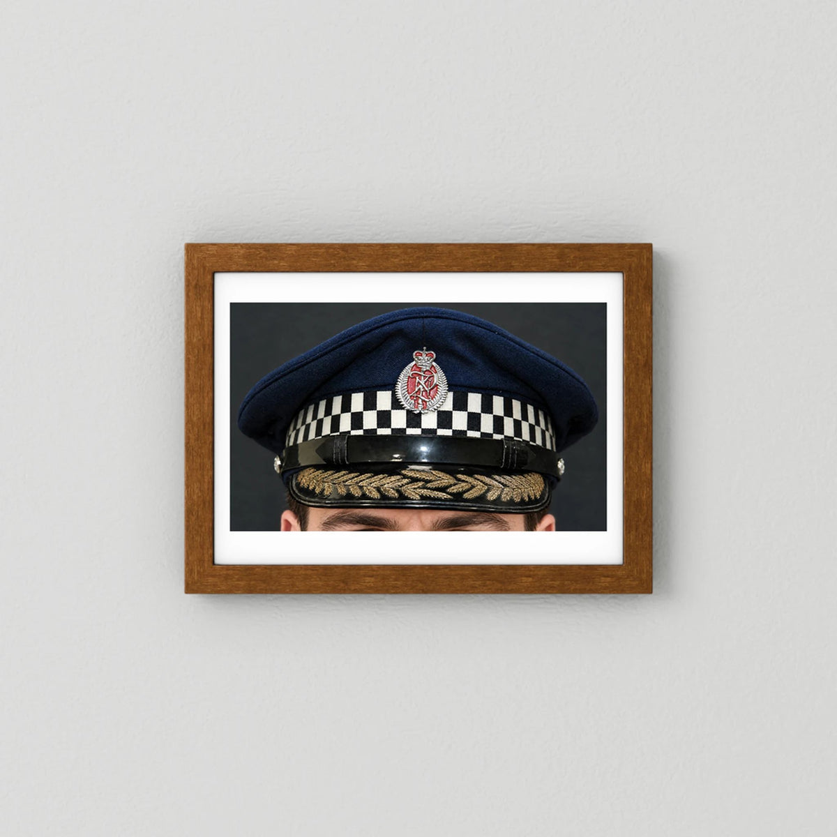 NEW ZEALAND Police Peaked Cap, Sillitoe Tartan Band. Senior rank — photograph presentation mockup