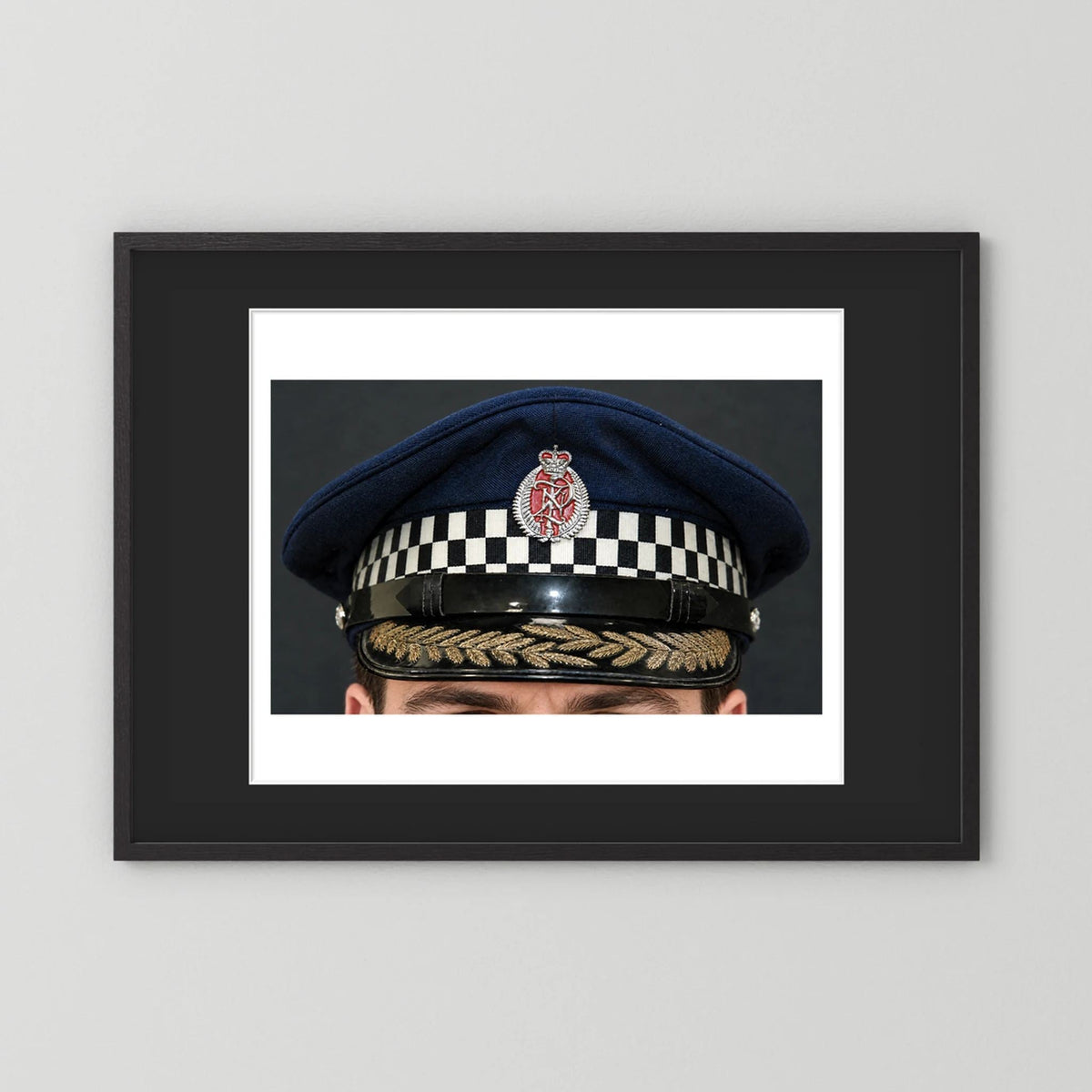 NEW ZEALAND Police Peaked Cap, Sillitoe Tartan Band. Senior rank — photograph presentation mockup