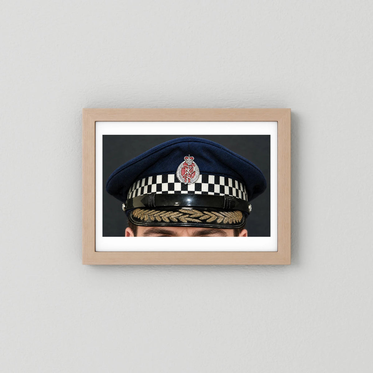NEW ZEALAND Police Peaked Cap, Sillitoe Tartan Band. Senior rank — photograph presentation mockup