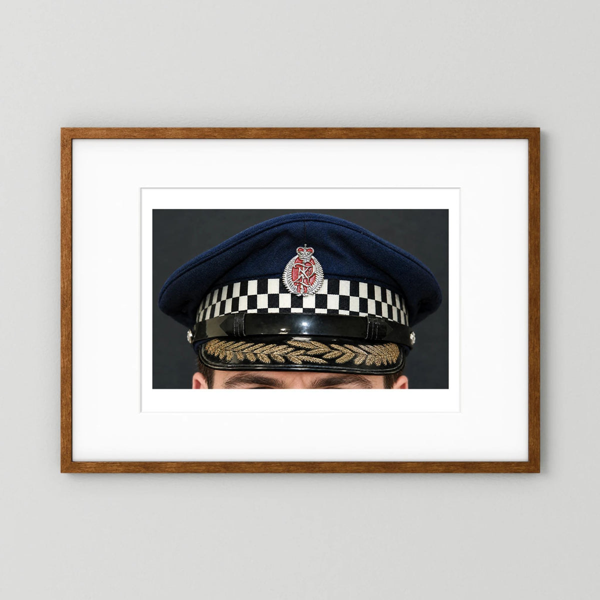 NEW ZEALAND Police Peaked Cap, Sillitoe Tartan Band. Senior rank — photograph presentation mockup