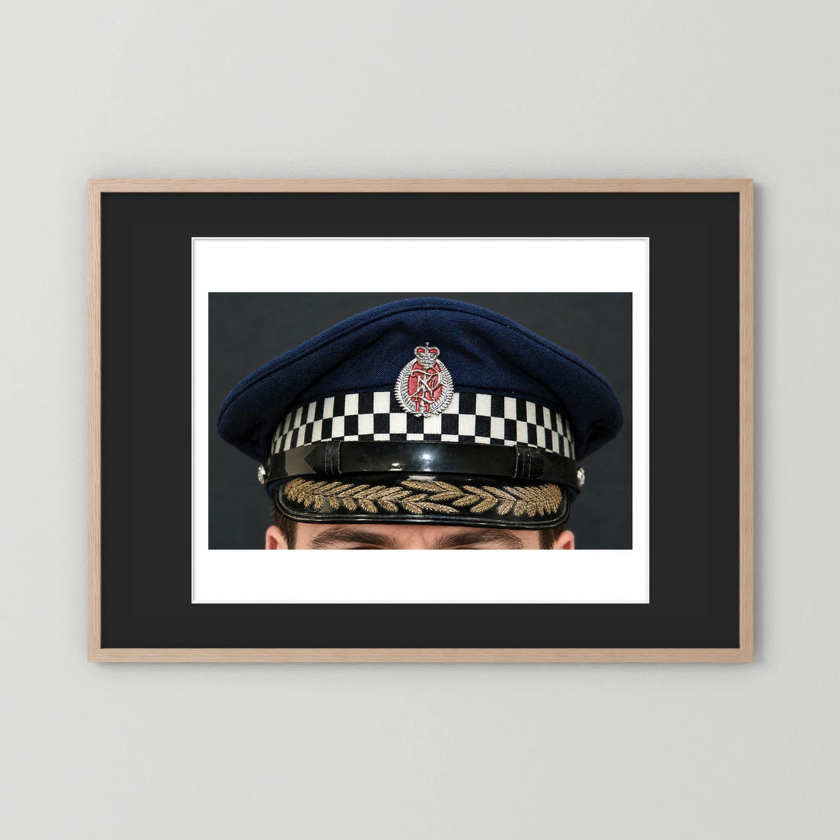 NEW ZEALAND Police Peaked Cap, Sillitoe Tartan Band. Senior rank — photograph presentation mockup