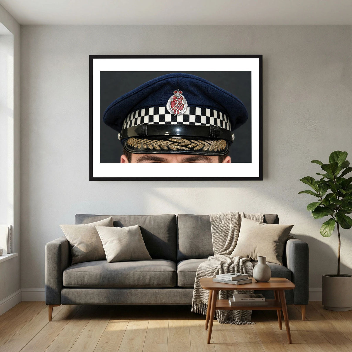NEW ZEALAND Police Peaked Cap, Sillitoe Tartan Band. Senior rank — photograph presentation mockup