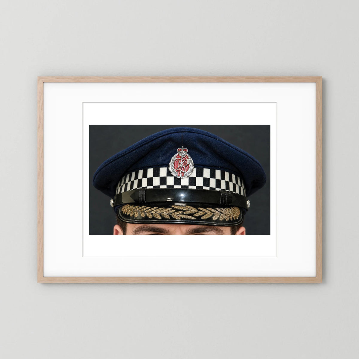 NEW ZEALAND Police Peaked Cap, Sillitoe Tartan Band. Senior rank — photograph presentation mockup