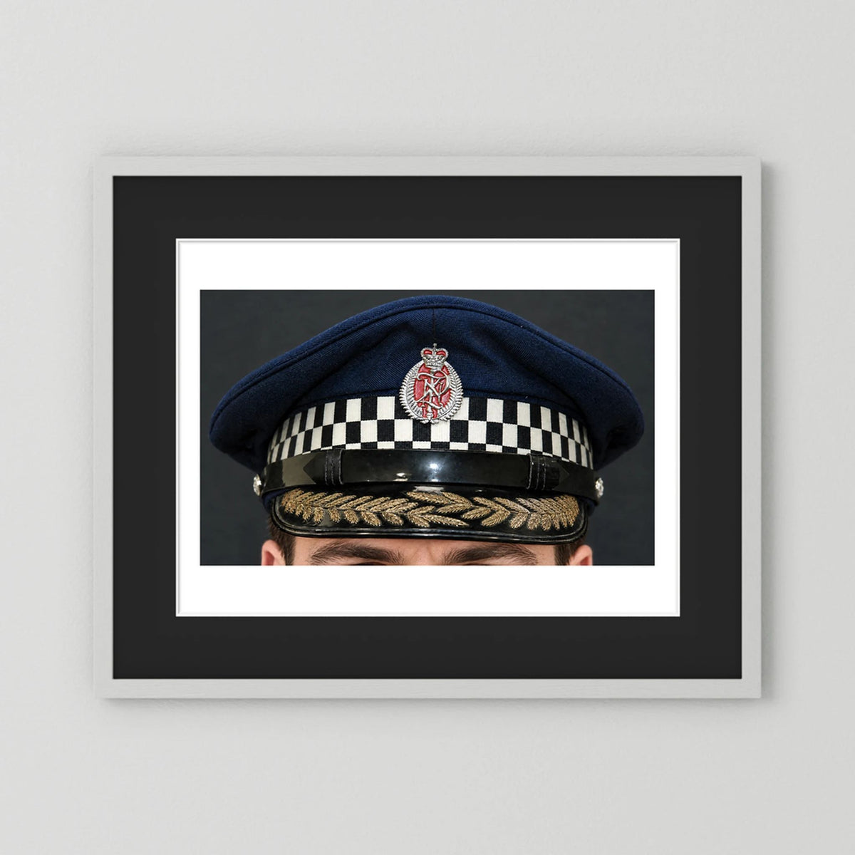 NEW ZEALAND Police Peaked Cap, Sillitoe Tartan Band. Senior rank — photograph presentation mockup