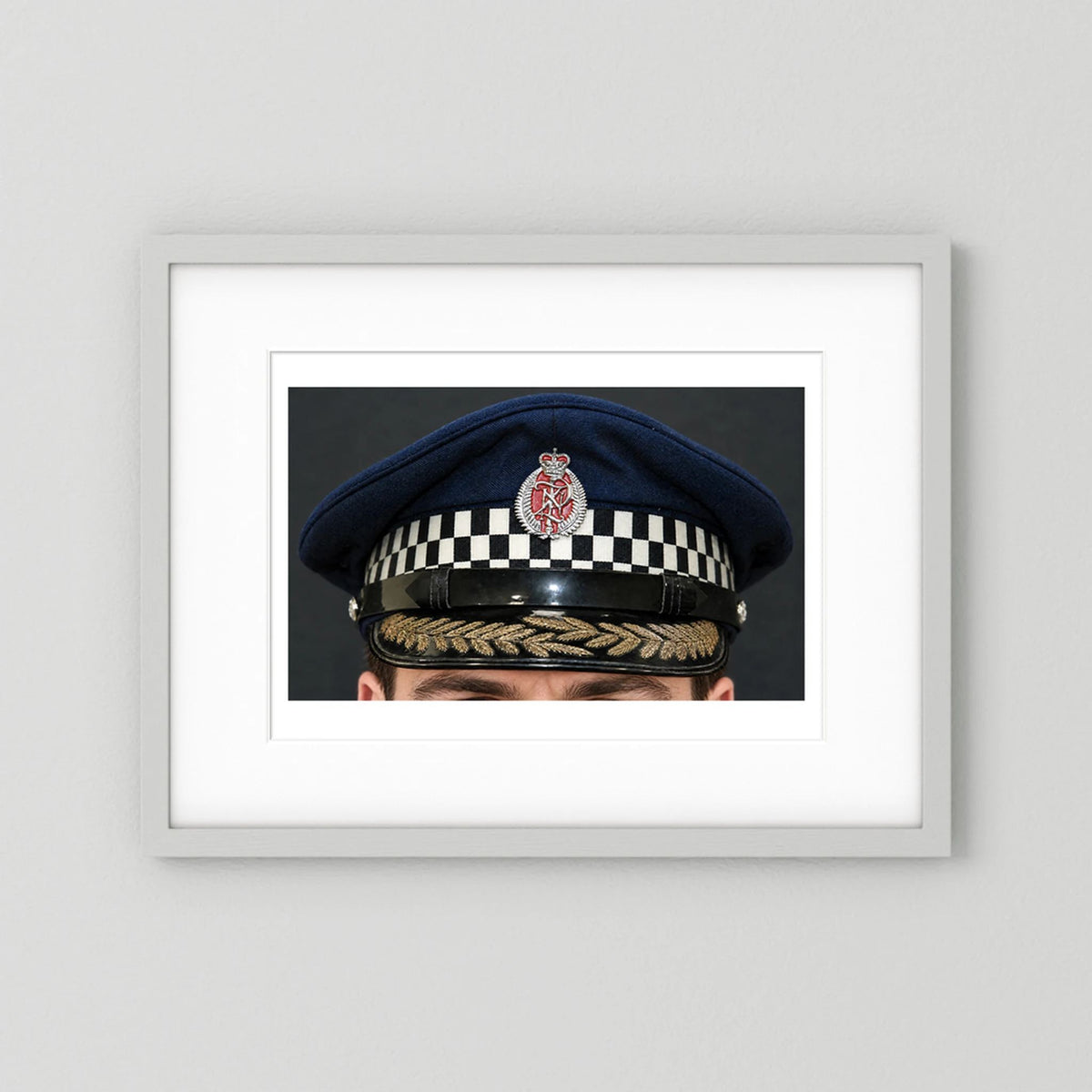 NEW ZEALAND Police Peaked Cap, Sillitoe Tartan Band. Senior rank — photograph presentation mockup