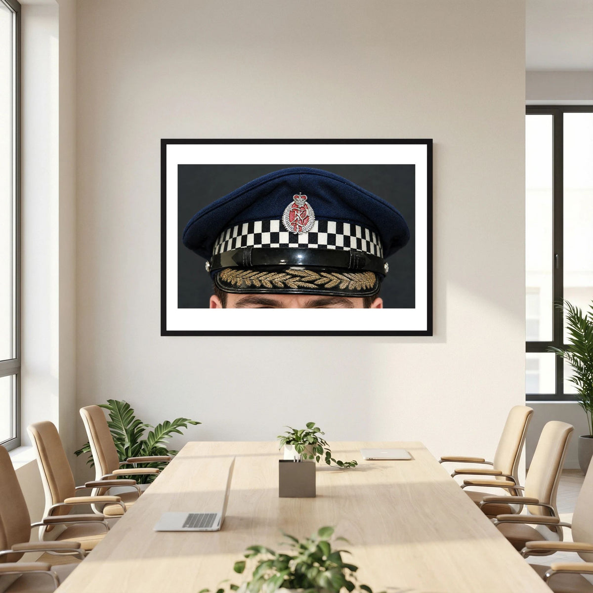 NEW ZEALAND Police Peaked Cap, Sillitoe Tartan Band. Senior rank — photograph presentation mockup