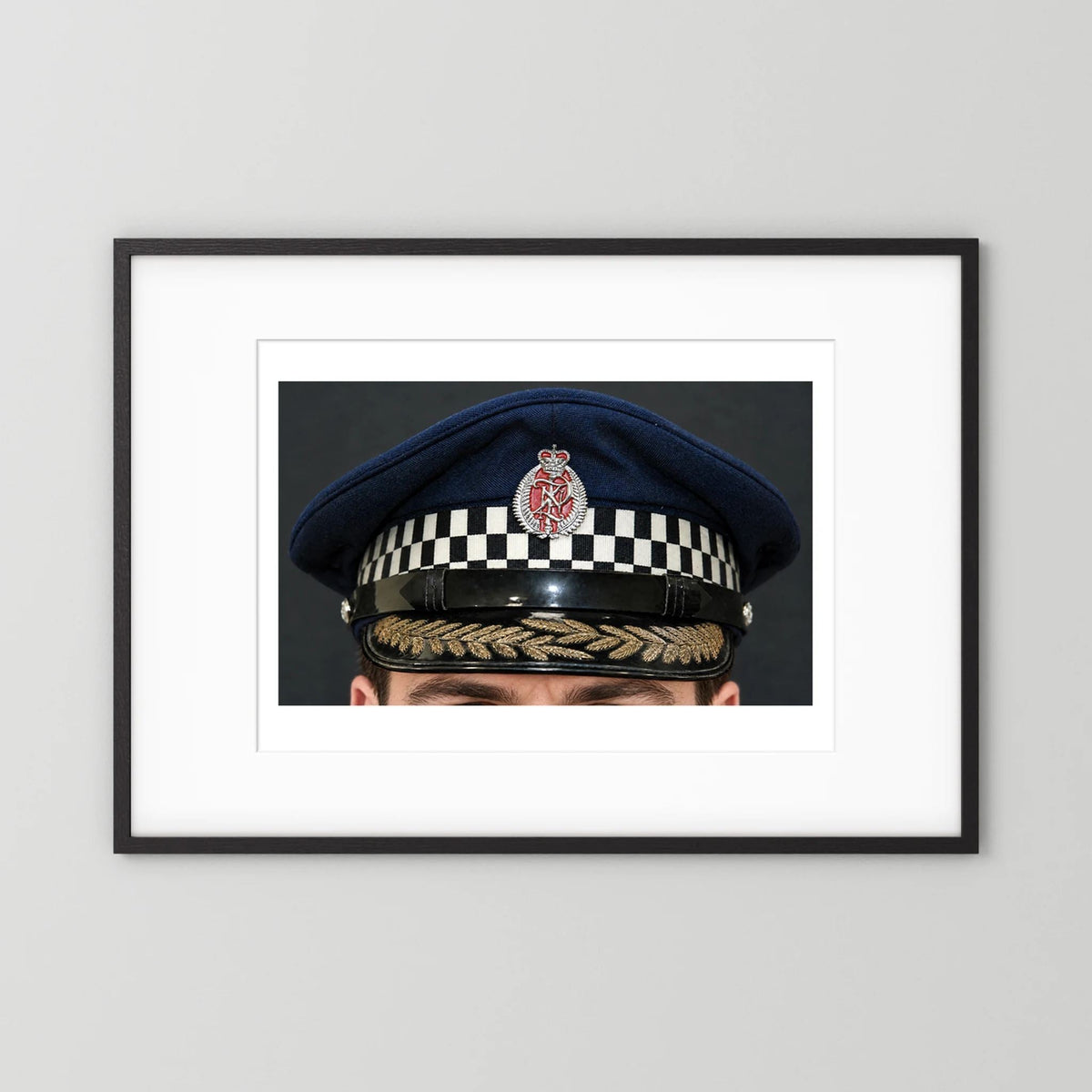NEW ZEALAND Police Peaked Cap, Sillitoe Tartan Band. Senior rank — photograph presentation mockup
