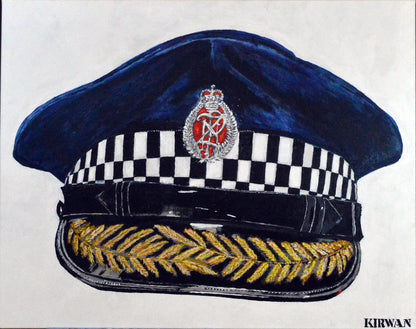 New Zealand Police Visor Cap 1976. Art Print - Art goes to War