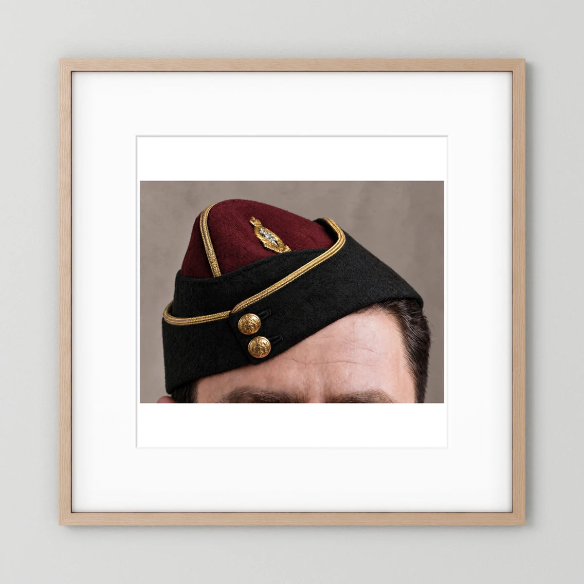 Officer's garrison or side cap. Royal Army Medical Corps (RAMC), WW2 — photograph presentation mockup