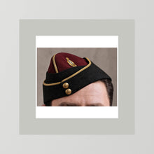 Officer's garrison or side cap. Royal Army Medical Corps (RAMC), WW2 — photograph presentation mockup