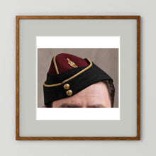 Officer's garrison or side cap. Royal Army Medical Corps (RAMC), WW2 — photograph presentation mockup