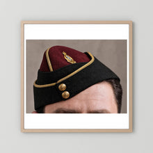 Officer's garrison or side cap. Royal Army Medical Corps (RAMC), WW2 — photograph presentation mockup
