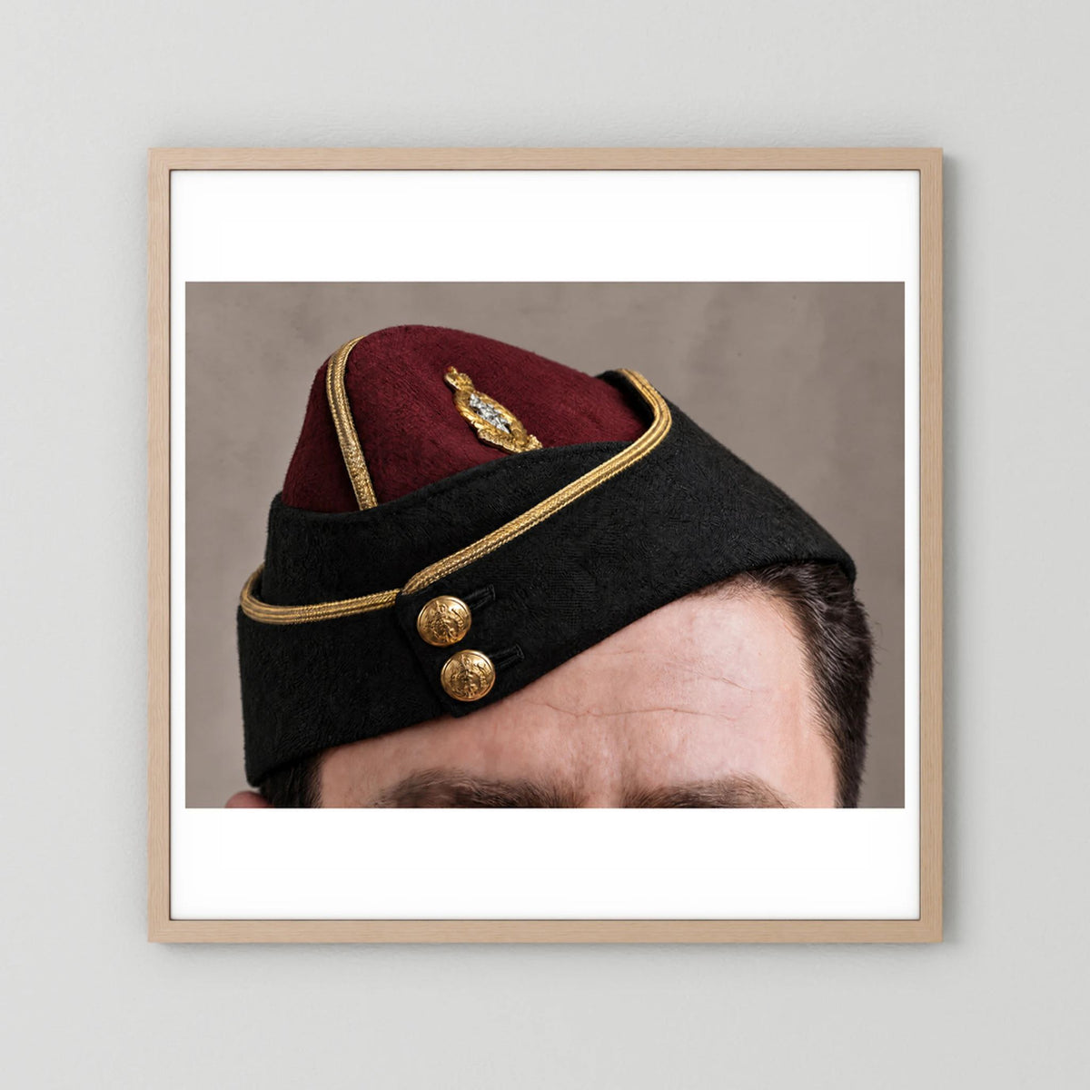 Officer's garrison or side cap. Royal Army Medical Corps (RAMC), WW2 — photograph presentation mockup