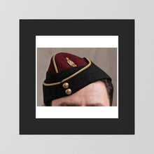 Officer's garrison or side cap. Royal Army Medical Corps (RAMC), WW2 — photograph presentation mockup