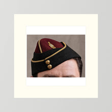 Officer's garrison or side cap. Royal Army Medical Corps (RAMC), WW2 — photograph presentation mockup