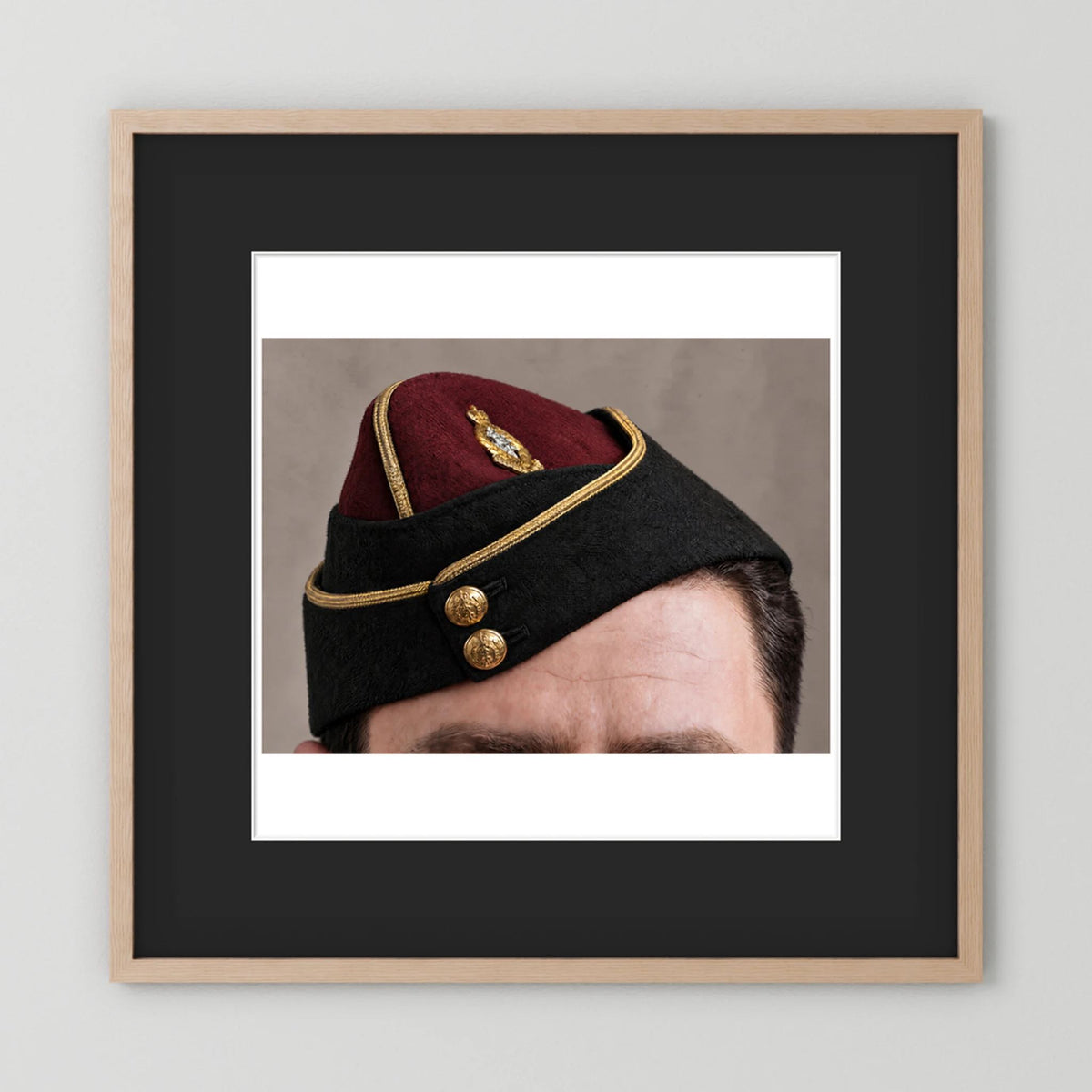 Officer's garrison or side cap. Royal Army Medical Corps (RAMC), WW2 — photograph presentation mockup