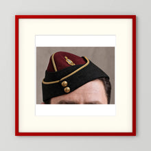 Officer's garrison or side cap. Royal Army Medical Corps (RAMC), WW2 — photograph presentation mockup