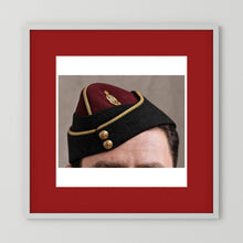 Officer's garrison or side cap. Royal Army Medical Corps (RAMC), WW2 — photograph presentation mockup