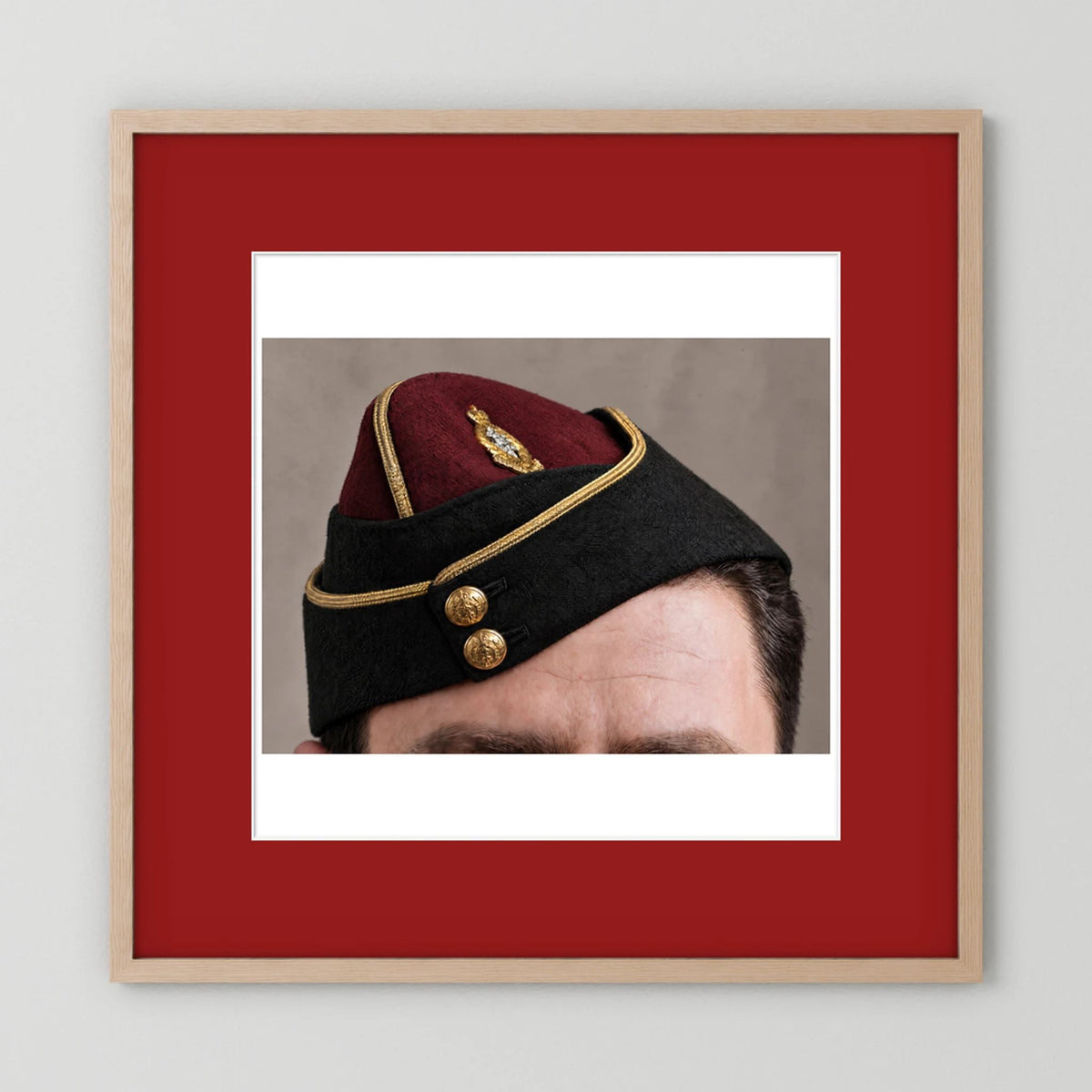 Officer's garrison or side cap. Royal Army Medical Corps (RAMC), WW2 — photograph presentation mockup