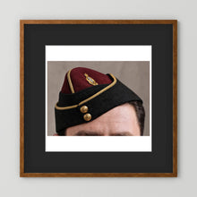 Officer's garrison or side cap. Royal Army Medical Corps (RAMC), WW2 — photograph presentation mockup