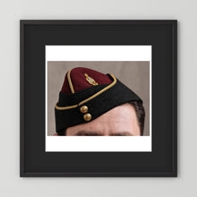 Officer's garrison or side cap. Royal Army Medical Corps (RAMC), WW2 — photograph presentation mockup