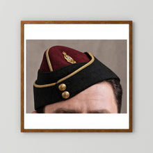 Officer's garrison or side cap. Royal Army Medical Corps (RAMC), WW2 — photograph presentation mockup