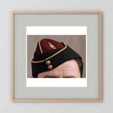 Officer's garrison or side cap. Royal Army Medical Corps (RAMC), WW2 — photograph presentation mockup