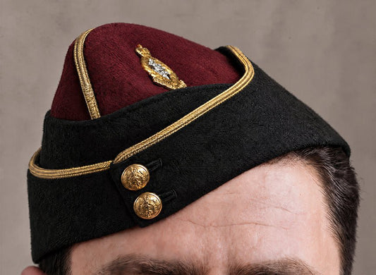 Side view of Officer's garrison or side cap. Royal Army Medical Corps (RAMC), WW2
