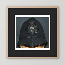 Police Helmet "Bobby." Hertfordshire Constabulary, United Kingdom. British — photograph presentation mockup