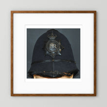 Police Helmet "Bobby." Hertfordshire Constabulary, United Kingdom. British — photograph presentation mockup