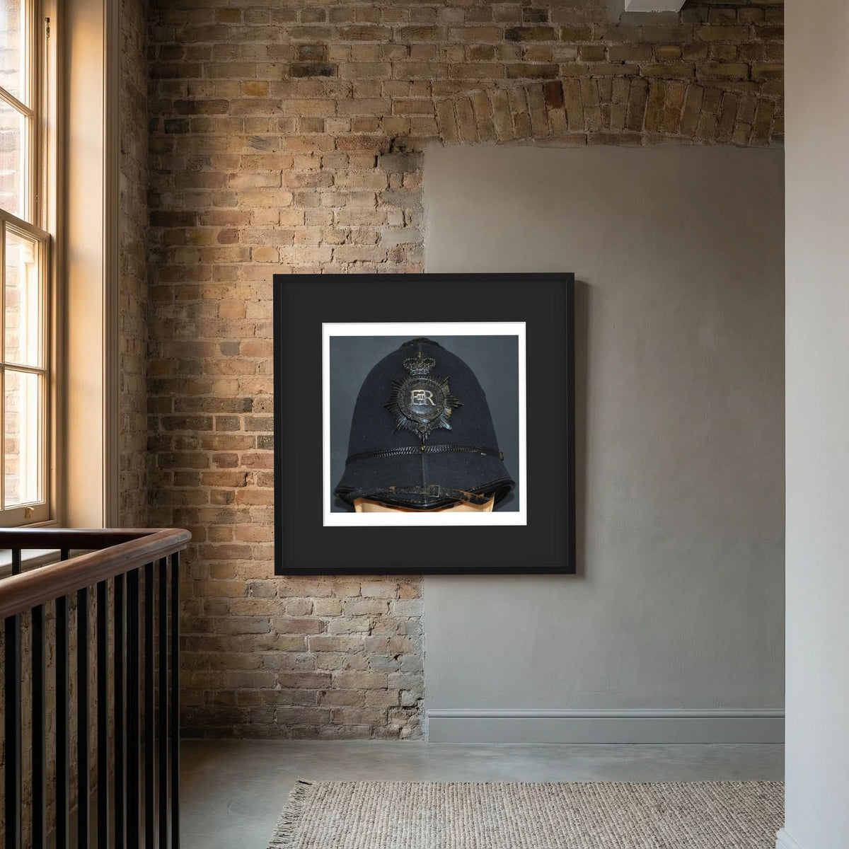 Police Helmet "Bobby." Hertfordshire Constabulary, United Kingdom. British — photograph presentation mockup